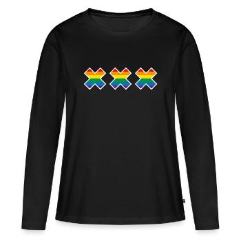 Amsterdam Pride Arc-en-ciel Andreaskreuz LGBT - T-shirt manches longues Premium bio Femme - noir - Devant - Julia (174cm)