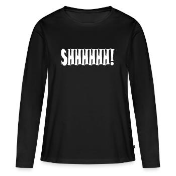 Chut ! Typographie minimaliste - T-shirt manches longues Premium bio Femme - noir - Devant - Julia (174cm)
