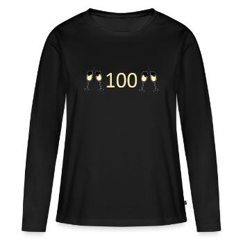 100e anniversaire 100e anniversaire 100 numéro 100 - T-shirt manches longues Premium bio Femme - noir - Devant - Julia (174cm)