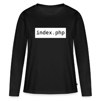 index php - Frauen Premium Bio Langarmshirt - Schwarz - Vorne - Julia (174cm)