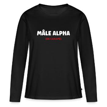 male alpha - T-shirt manches longues Premium bio Femme - noir - Devant - Julia (174cm)