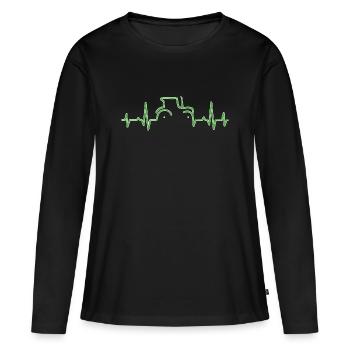 KARDIOGRAMM TRAKTOR Grün - Frauen Premium Bio Langarmshirt - Schwarz - Vorne - Julia (174cm)