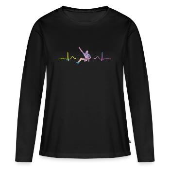 Boulderer Herzschlag Boulder Bouldern - Frauen Premium Bio Langarmshirt - Schwarz - Vorne - Julia (174cm)