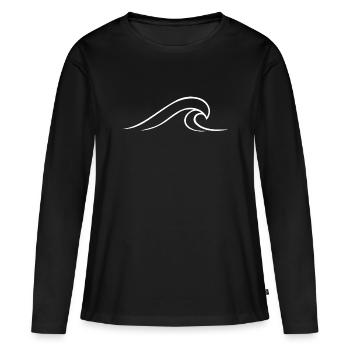 Miniamlistische Welle mit einer Linie gezeichnet - Frauen Premium Bio Langarmshirt - Schwarz - Vorne - Julia (174cm)