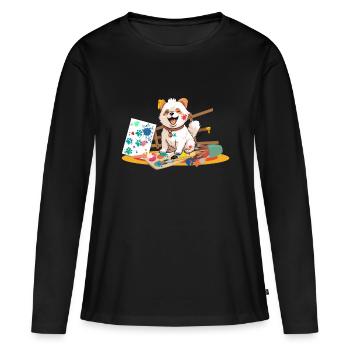 Colorful dog - Women's Premium Organic Long Sleeve Shirt - black - Front - Julia (174cm)