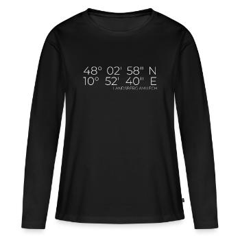 Coordonnées Landsberg am Lech - T-shirt manches longues Premium bio Femme - noir - Devant - Julia (174cm)