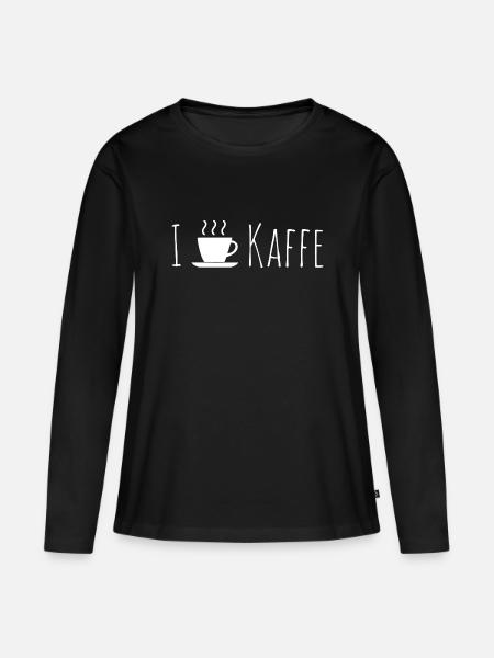 I love Coffee - Frauen Premium Bio Langarmshirt - Schwarz