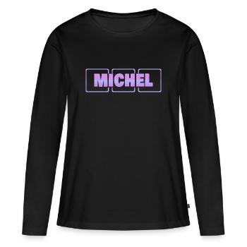 Grossesse Moi - T-shirt manches longues Premium bio Femme - noir - Devant - Julia (174cm)