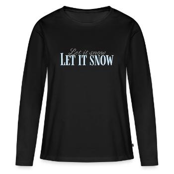 Let It Snow Script Bleu Glacé - T-shirt manches longues Premium bio Femme - noir - Devant - Julia (174cm)