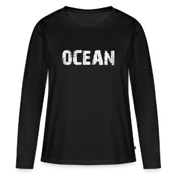 Océan - T-shirt manches longues Premium bio Femme - noir - Devant - Julia (174cm)
