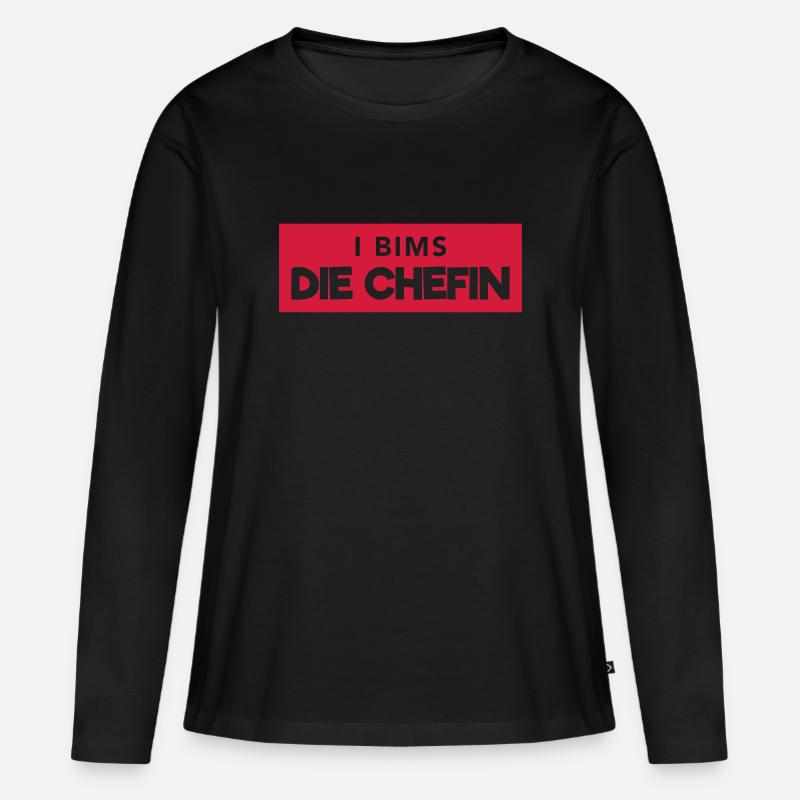i bims die Chefin - Frauen Premium Bio Langarmshirt - Schwarz