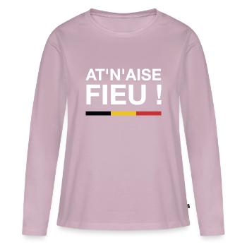 A't n'aise fieu ! A ton aise fieu ! - T-shirt manches longues Premium bio Femme - rose poudré - Devant - Julia (174cm)