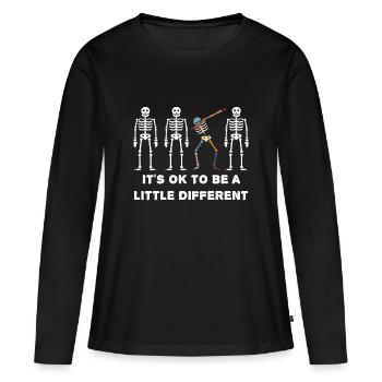 Skelett Dabbing (Unterschied-Edition) - Frauen Premium Bio Langarmshirt - Schwarz - Vorne - Julia (174cm)