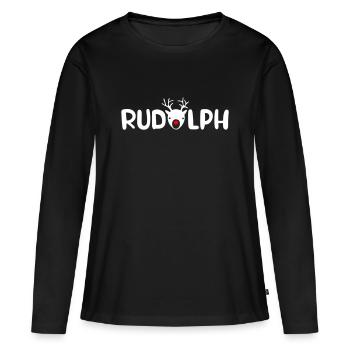 Rudolph Geweih Weihnachten Lied Ohrwurm Xmas - Frauen Premium Bio Langarmshirt - Schwarz - Vorne - Julia (174cm)