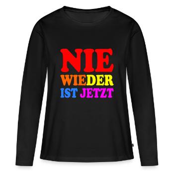 Nie wieder ist jetzt - Frauen Premium Bio Langarmshirt - Schwarz - Vorne - Julia (174cm)