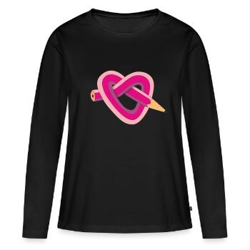 crayon coeur - T-shirt manches longues Premium bio Femme - noir - Devant - Julia (174cm)