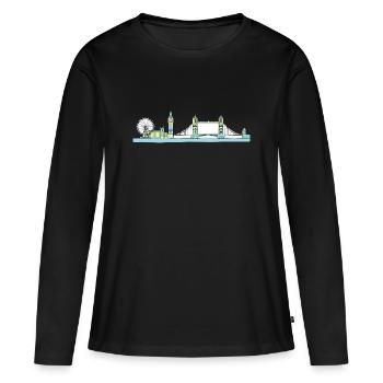London City Skyline Tower Bridge Line Art - Women's Premium Organic Long Sleeve Shirt - black - Front - Julia (174cm)