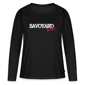 Savoyard de ouf (blanc) - T-shirt manches longues Premium bio Femme - noir - Devant - Julia (174cm)