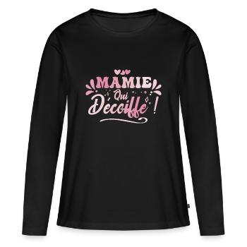 Beste Oma, die sich die Haare bläst, Oma Geschenkidee - Frauen Premium Bio Langarmshirt - Schwarz - Vorne - Julia (174cm)