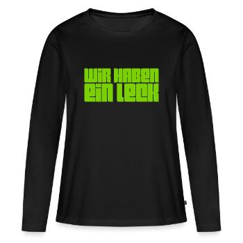 wir haben ein Leck - Frauen Premium Bio Langarmshirt - Schwarz - Vorne - Julia (174cm)