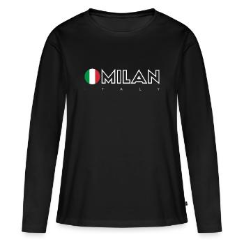 Milan - Women's Premium Organic Long Sleeve Shirt - black - Front - Julia (174cm)