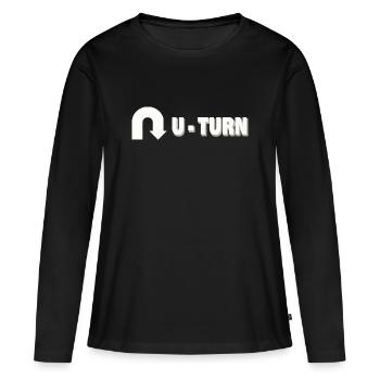 DEMI-TOUR - T-shirt manches longues Premium bio Femme - noir - Devant - Julia (174cm)