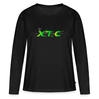 XTEC Pulse Neon Tech Logo - Frauen Premium Bio Langarmshirt - Schwarz - Vorne - Julia (174cm)