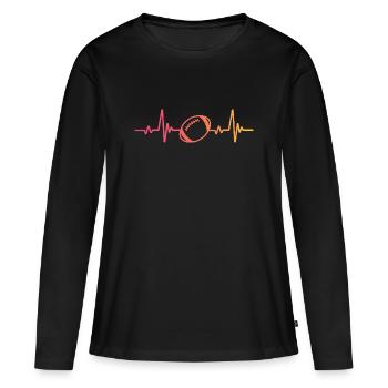 rugby sunset battement de coeur rugby rugbyman - T-shirt manches longues Premium bio Femme - noir - Devant - Julia (174cm)