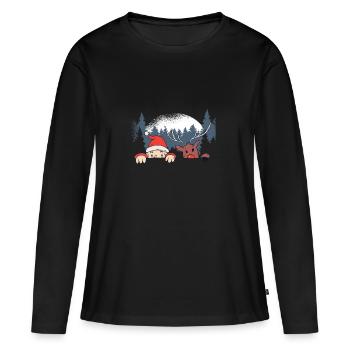 Père noël père noël - T-shirt manches longues Premium bio Femme - noir - Devant - Julia (174cm)