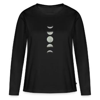 Mond Vollmond Astronomie Sterne Weltall Astronaut - Frauen Premium Bio Langarmshirt - Schwarz - Vorne - Julia (174cm)
