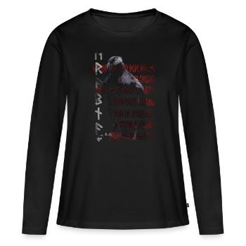 Hrabnaz raven runes Hugin Munin Odin Thor Viking - Women's Premium Organic Long Sleeve Shirt - black - Front - Julia (174cm)