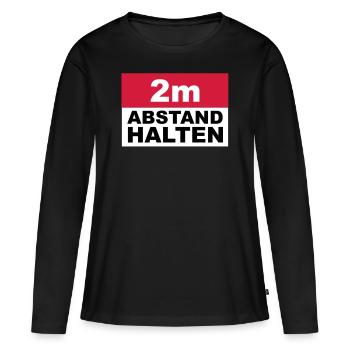 2m Abstand halten - Frauen Premium Bio Langarmshirt - Schwarz - Vorne - Julia (174cm)