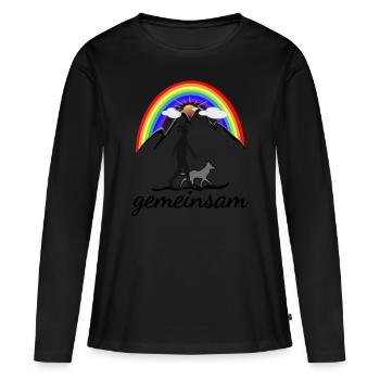 Hund und Frau gemeinsam - Frauen Premium Bio Langarmshirt - Schwarz - Vorne - Julia (174cm)