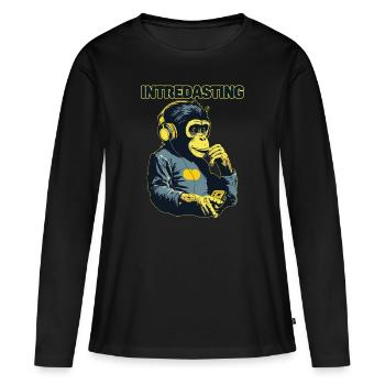 Faszinierende Beats - Interessanter Affe - Frauen Premium Bio Langarmshirt - Schwarz - Vorne - Julia (174cm)