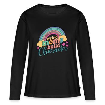 #MOMLIFE Mama Design Mutterherz Mutterlieb - Frauen Premium Bio Langarmshirt - Schwarz - Vorne - Julia (174cm)