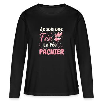 Je Suis Une Fée La Fée Pachier - T-shirt manches longues Premium bio Femme - noir - Devant - Julia (174cm)