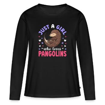 Just A Girl Who Loves Pangolins Schuppentiere - Women's Premium Organic Long Sleeve Shirt - black - Front - Julia (174cm)