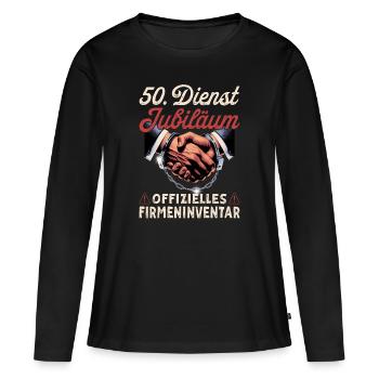 50th Anniversary Company Anniversary Gift - Women's Premium Organic Long Sleeve Shirt - black - Front - Julia (174cm)