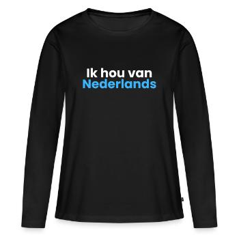 J’adore le néerlandais - T-shirt manches longues Premium bio Femme - noir - Devant - Julia (174cm)