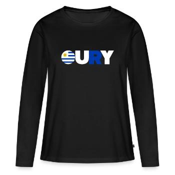 Uruguay - T-shirt manches longues Premium bio Femme - noir - Devant - Julia (174cm)