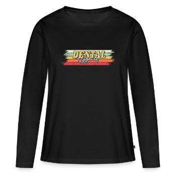 Graphique rétro d’hygiéniste dentaire - T-shirt manches longues Premium bio Femme - noir - Devant - Julia (174cm)
