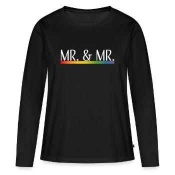 Rainbow stripes Mr and Mr white - Women's Premium Organic Long Sleeve Shirt - black - Front - Julia (174cm)