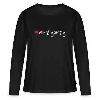 #einzigartig - Frauen Premium Bio Langarmshirt - Schwarz - Vorne - Julia (174cm)