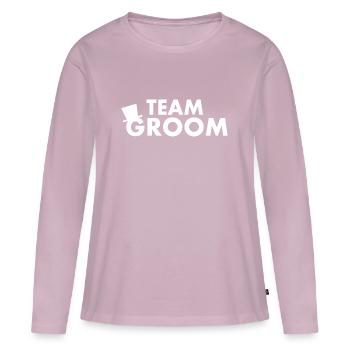 Team groom - T-shirt manches longues Premium bio Femme - rose poudré - Devant - Julia (174cm)