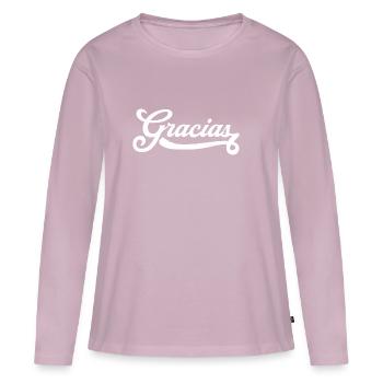 Gracias - T-shirt manches longues Premium bio Femme - rose poudré - Devant - Julia (174cm)