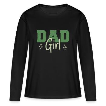 Girl Dad - T-shirt manches longues Premium bio Femme - noir - Devant - Julia (174cm)