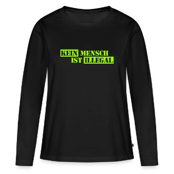No One Is Illegal - Migration - Illegality - Women's Premium Organic Long Sleeve Shirt - black - Front - Julia (174cm)