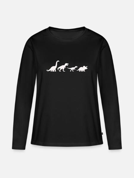 Dino silhouettes in retro style - Women's Premium Organic Long Sleeve Shirt - black