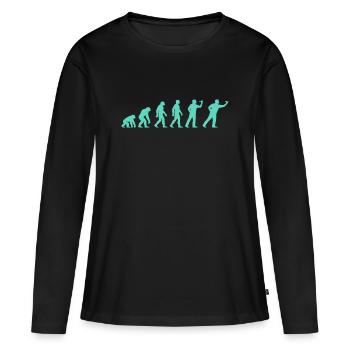 Silhouette évolutive avancée - T-shirt manches longues Premium bio Femme - noir - Devant - Julia (174cm)