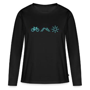 Soleil des montagnes cyclables - T-shirt manches longues Premium bio Femme - noir - Devant - Julia (174cm)